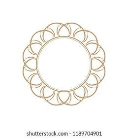 Decorative round frame for design with floral ornament. Circle frame. A template for printing postcards, invitations, books, for textiles, engraving, wooden furniture, forging. Vector.