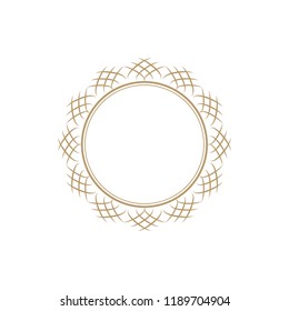 Decorative round frame for design with floral ornament. Circle frame. A template for printing postcards, invitations, books, for textiles, engraving, wooden furniture, forging. Vector.