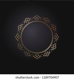 Decorative round frame for design with floral ornament. Circle frame. A template for printing postcards, invitations, books, for textiles, engraving, wooden furniture, forging. Vector.