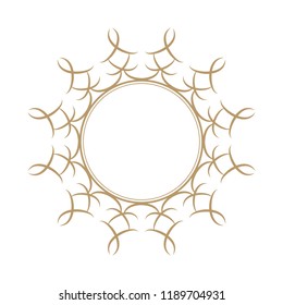 Decorative round frame for design with floral ornament. Circle frame. A template for printing postcards, invitations, books, for textiles, engraving, wooden furniture, forging. Vector.