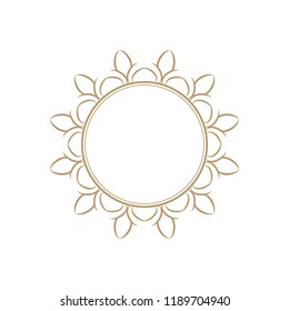Decorative round frame for design with floral ornament. Circle frame. A template for printing postcards, invitations, books, for textiles, engraving, wooden furniture, forging. Vector.