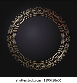 Decorative round frame for design with floral ornament. Circle frame. A template for printing postcards, invitations, books, for textiles, engraving, wooden furniture, forging. Vector.