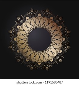 Decorative round frame for design with floral ornament. Circle frame. A template for printing postcards, invitations, books, for textiles, engraving, wooden furniture, forging. Vector.