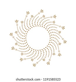Decorative round frame for design with floral ornament. Circle frame. A template for printing postcards, invitations, books, for textiles, engraving, wooden furniture, forging. Vector.