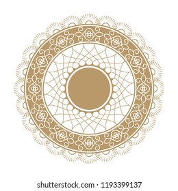 Decorative round frame for design with floral ornament. Circle frame. A template for printing postcards, invitations, books, for textiles, engraving, wooden furniture, forging. Vector