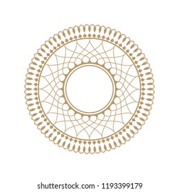 Decorative round frame for design with floral ornament. Circle frame. A template for printing postcards, invitations, books, for textiles, engraving, wooden furniture, forging. Vector