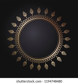 Decorative round frame for design with floral ornament. Circle frame. A template for printing postcards, invitations, books, for textiles, engraving, wooden furniture, forging. Vector.