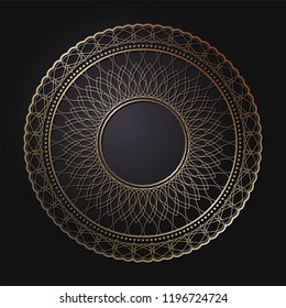 Decorative round frame for design with floral ornament. Circle frame. A template for printing postcards, invitations, books, for textiles, engraving, wooden furniture, forging. Vector.