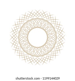 Decorative round frame for design with floral ornament. Circle frame. A template for printing postcards, invitations, books, for textiles, engraving, wooden furniture, forging. Vector.