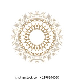 Decorative round frame for design with floral ornament. Circle frame. A template for printing postcards, invitations, books, for textiles, engraving, wooden furniture, forging. Vector.