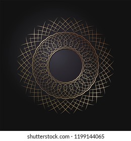 Decorative round frame for design with floral ornament. Circle frame. A template for printing postcards, invitations, books, for textiles, engraving, wooden furniture, forging. Vector.