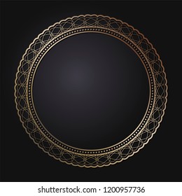Decorative round frame for design with floral ornament. Circle frame. A template for printing postcards, invitations, books, for textiles, engraving, wooden furniture, forging. Vector.