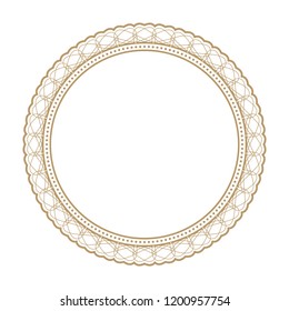 Decorative round frame for design with floral ornament. Circle frame. A template for printing postcards, invitations, books, for textiles, engraving, wooden furniture, forging. Vector.