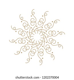 Decorative round frame for design with floral ornament. Circle frame. A template for printing postcards, invitations, books, for textiles, engraving, wooden furniture, forging. Vector.