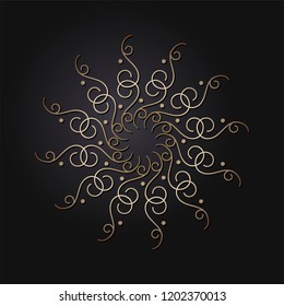 Decorative round frame for design with floral ornament. Circle frame. A template for printing postcards, invitations, books, for textiles, engraving, wooden furniture, forging. Vector.
