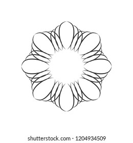 Decorative round frame for design with floral ornament. Circle frame. A template for printing postcards, invitations, books, for textiles, engraving, wooden furniture, forging. Vector.