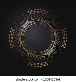 Decorative round frame for design with floral ornament. Circle frame. A template for printing postcards, invitations, books, for textiles, engraving, wooden furniture, forging. Vector.