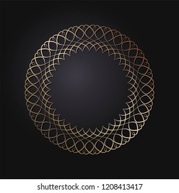 Decorative round frame for design with floral ornament. Circle frame. A template for printing postcards, invitations, books, for textiles, engraving, wooden furniture, forging. Vector.