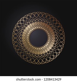 Decorative round frame for design with floral ornament. Circle frame. A template for printing postcards, invitations, books, for textiles, engraving, wooden furniture, forging. Vector.