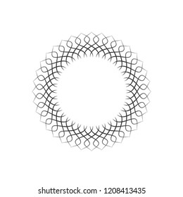 Decorative round frame for design with floral ornament. Circle frame. A template for printing postcards, invitations, books, for textiles, engraving, wooden furniture, forging. Vector.