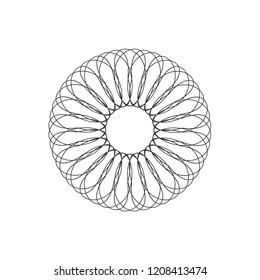 Decorative round frame for design with floral ornament. Circle frame. A template for printing postcards, invitations, books, for textiles, engraving, wooden furniture, forging. Vector.