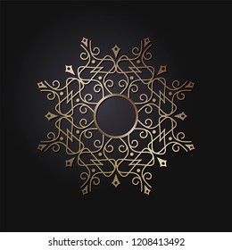 Decorative round frame for design with floral ornament. Circle frame. A template for printing postcards, invitations, books, for textiles, engraving, wooden furniture, forging. Vector.