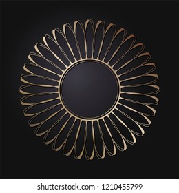 Decorative round frame for design with floral ornament. Circle frame. A template for printing postcards, invitations, books, for textiles, engraving, wooden furniture, forging. Vector.