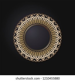 Decorative round frame for design with floral ornament. Circle frame. A template for printing postcards, invitations, books, for textiles, engraving, wooden furniture, forging. Vector.