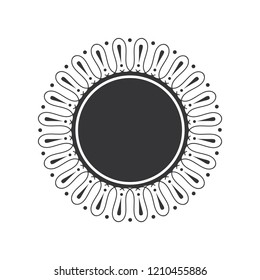 Decorative round frame for design with floral ornament. Circle frame. A template for printing postcards, invitations, books, for textiles, engraving, wooden furniture, forging. Vector.