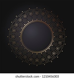 Decorative round frame for design with floral ornament. Circle frame. A template for printing postcards, invitations, books, for textiles, engraving, wooden furniture, forging. Vector.