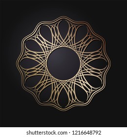 Decorative round frame for design with floral ornament. Circle frame. A template for printing postcards, invitations, books, for textiles, engraving, wooden furniture, forging. Vector.

