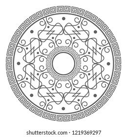 Decorative round frame for design with floral chinese ornament. Circle frame. Template for printing cards, invitations, books, for textiles, engraving, wooden furniture, forging. Vector.