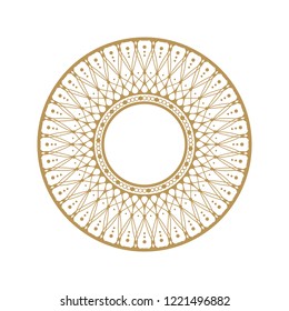 Decorative round frame for design with floral ornament. Circle frame. A template for printing postcards, invitations, books, for textiles, engraving, wooden furniture, forging. Vector.