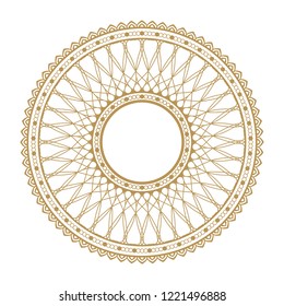 Decorative round frame for design with floral ornament. Circle frame. A template for printing postcards, invitations, books, for textiles, engraving, wooden furniture, forging. Vector.