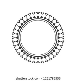 Decorative round frame for design with floral ornament. Circle frame. A template for printing postcards, invitations, books, for textiles, engraving, wooden furniture, forging. Vector.