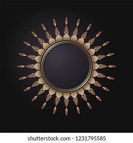 Decorative round frame for design with floral ornament. Circle frame. A template for printing postcards, invitations, books, for textiles, engraving, wooden furniture, forging. Vector.