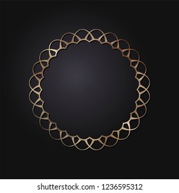 Decorative round frame for design with floral ornament. Circle frame. A template for printing postcards, invitations, books, for textiles, engraving, wooden furniture, forging. Vector.