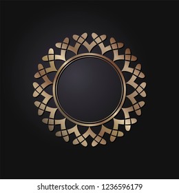 Decorative round frame for design with floral ornament. Circle frame. A template for printing postcards, invitations, books, for textiles, engraving, wooden furniture, forging. Vector.