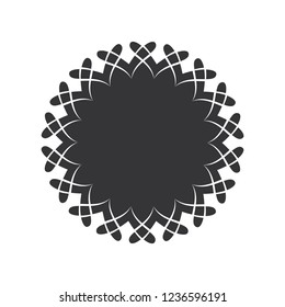Decorative round frame for design with floral ornament. Circle frame. A template for printing postcards, invitations, books, for textiles, engraving, wooden furniture, forging. Vector.