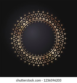 Decorative round frame for design with floral ornament. Circle frame. A template for printing postcards, invitations, books, for textiles, engraving, wooden furniture, forging. Vector.