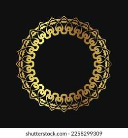 decorative round frame for design with floral ornament. Circle frame. Template for printing postcards, invitations, books, for textiles, engraving, wooden furniture, forging.