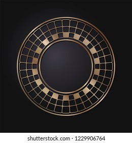 Decorative round frame for design with a geometrical ornament. Circle frame. Elegant element for printing of cards, invitations, books, for textiles, engraving, wooden furniture, forging. Vector.