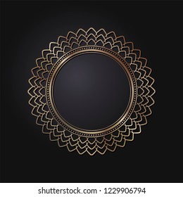 Decorative round frame for design with a geometrical ornament. Circle frame. Elegant element for printing of cards, invitations, books, for textiles, engraving, wooden furniture, forging. Vector.