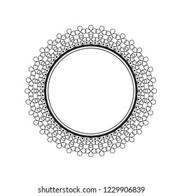 Decorative round frame for design with a geometrical ornament. Circle frame. Elegant element for printing of cards, invitations, books, for textiles, engraving, wooden furniture, forging. Vector.