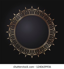 Decorative round frame for design with a geometrical ornament. Circle frame. Elegant element for printing of cards, invitations, books, for textiles, engraving, wooden furniture, forging. Vector.