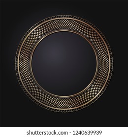 Decorative round frame for design with a geometrical ornament. Circle frame. Elegant element for printing of cards, invitations, books, for textiles, engraving, wooden furniture, forging. Vector.