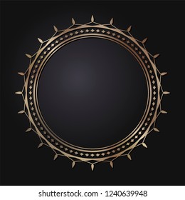 Decorative round frame for design with a geometrical ornament. Circle frame. Elegant element for printing of cards, invitations, books, for textiles, engraving, wooden furniture, forging. Vector.