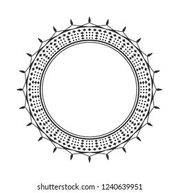 Decorative round frame for design with a geometrical ornament. Circle frame. Elegant element for printing of cards, invitations, books, for textiles, engraving, wooden furniture, forging. Vector.