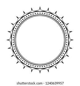 Decorative round frame for design with a geometrical ornament. Circle frame. Elegant element for printing of cards, invitations, books, for textiles, engraving, wooden furniture, forging. Vector.
