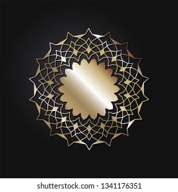 Decorative round frame for design with a geometrical ornament. Circle frame. Elegant element for printing of cards, invitations, books, for textiles, engraving, wooden furniture, forging. Vector.